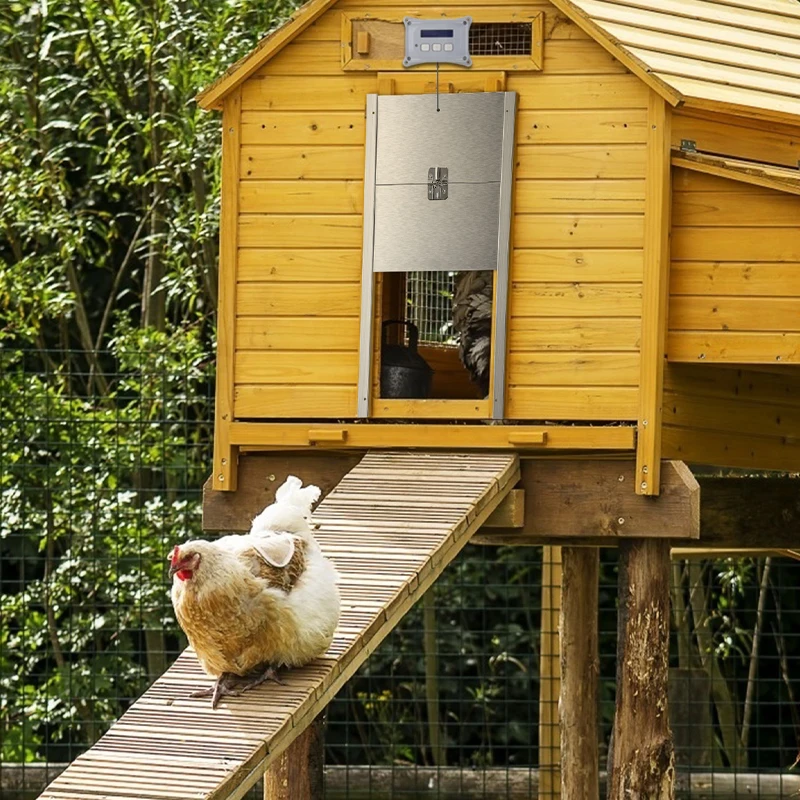 RUN-CHICKEN Modelo T50, puerta automática de gallinero, puertas de aluminio  completas, detección de luz, temporizador de apertura retrasada por la