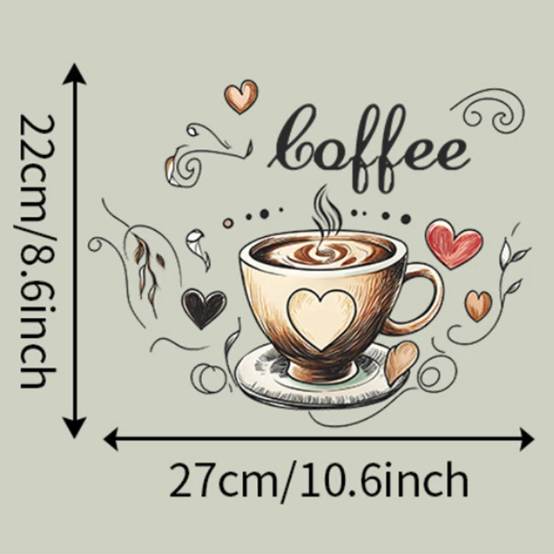 Creative Love Coffee Cup Wall Stickers For Cafe Background Decoration Wallpaper Kitchen Beautify Home Decor Self-adhesive Decals wall stickers