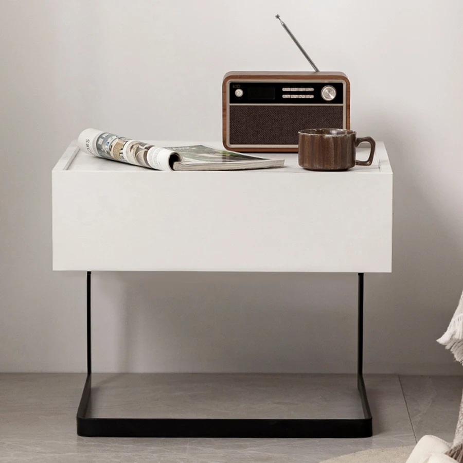 

White American Table Bedside Solid Wood Small Luxury Rectangle Drawers Handle Legs Nightstands Narrow Chevet European Furniture