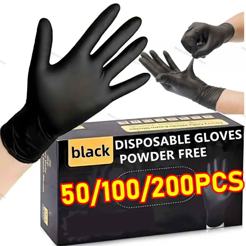 Nitrile Gloves Disposable Black Xl Latex Pvc Housework Cleaning Car Industry Gardening Cooking Tools