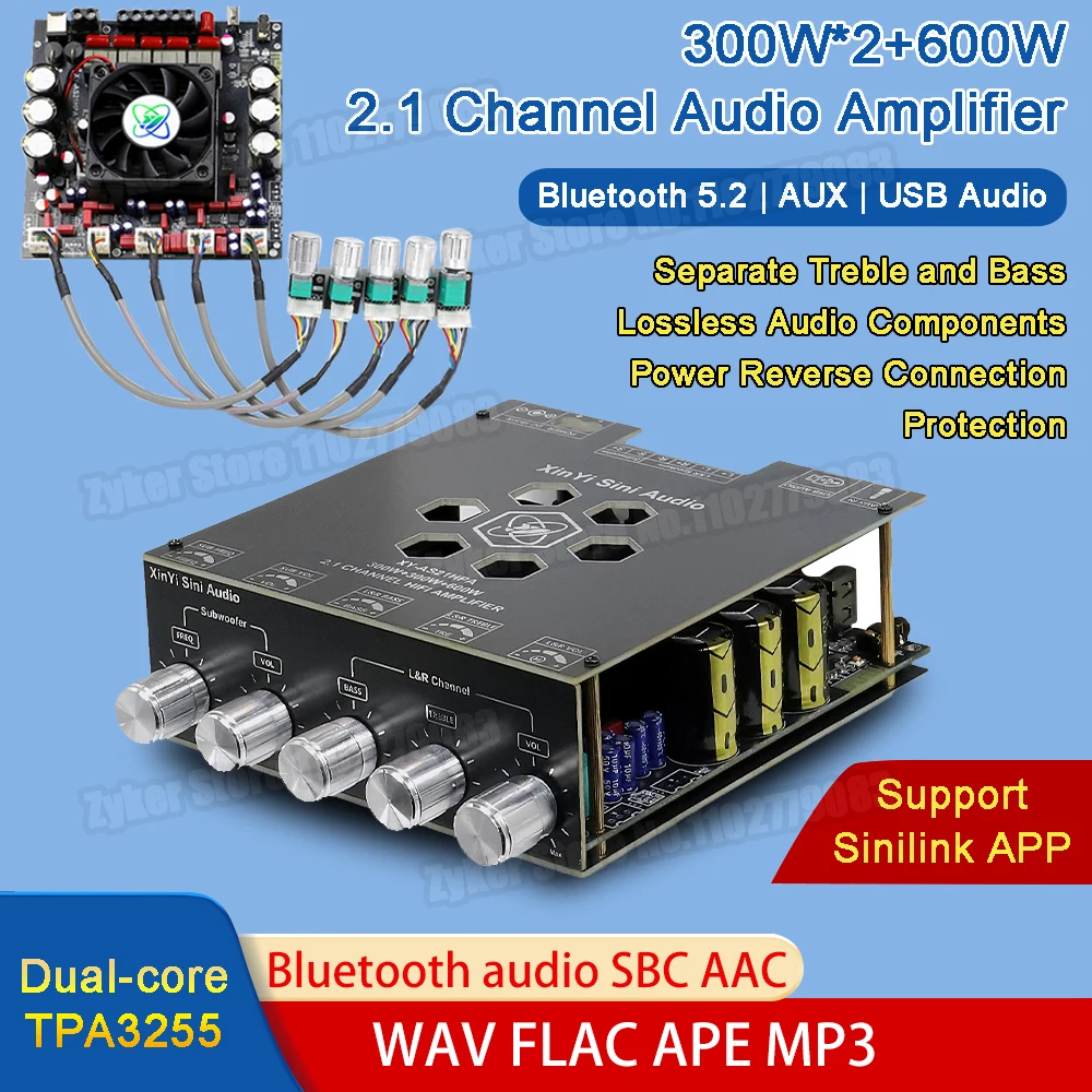 ali sairiページ２台分 XY-AS21HPA Bluetooth 5.2 Digital Sound Amplifier Board 2.1 Channel