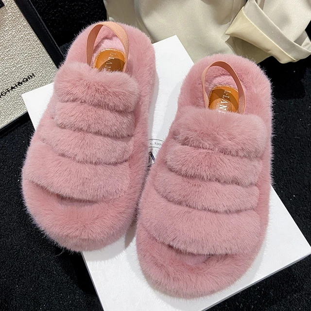 pantoufle femme d'intérieur en peluche pour femmes, toboggans non alds, pantoufles chaudes – Image 3