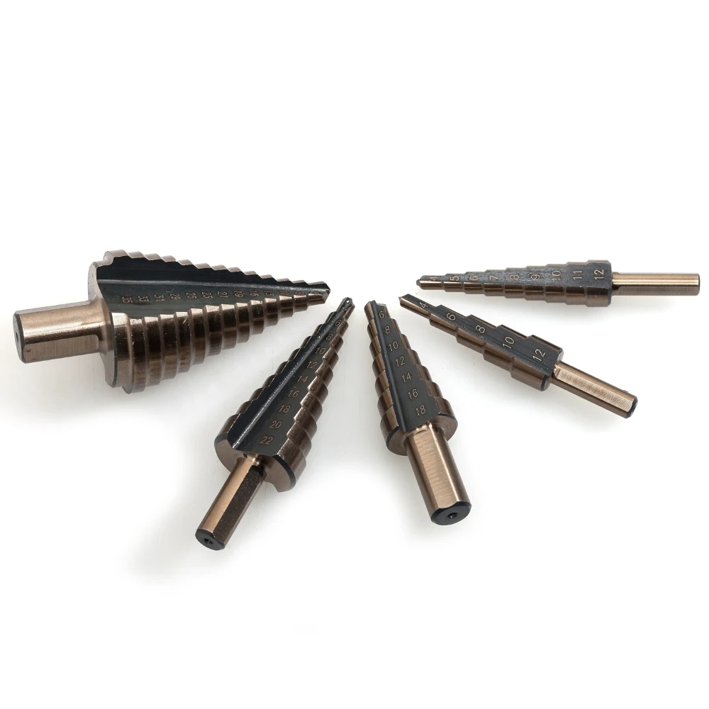 5pcs metric inch hss cobalt step drill bit set multiple hole 50 sizes