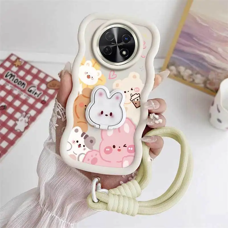 Curious Animals Phone Case Set with Lanyard and Rabbit Stand