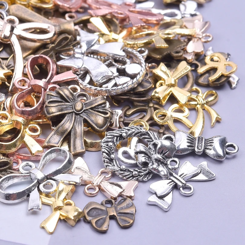 14pcs 17*15mm Fashion Plated Gold Enamel Bowknot Bow Charms Pendant Fit  Jewelry Making DIY Jewelry Findings Fashion