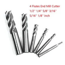 

1pc 4 Flute HSS CNC End Mill Machine Cutter Tools Drill Bit Diameter 1/2'' 1/4'' 5/8'' 3/16'' 5/16'' 1/8'' inch High Toughness
