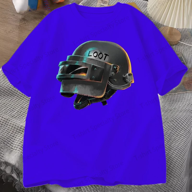Neues modisches T-Shirt mit PlayerUnknown's Battlegrounds-Helm-Aufdruck, Unisex, modisches Helm-Loot-Freizeit-Kurzarmshirt – Detail 3