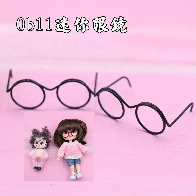 

3pcs/pack Mini Fashion Gold Round Glasses Frame Lensless For Doll Decor Accessories