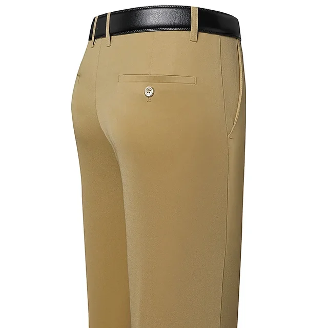 Pantalon d'été fin pour hommes, décontracté, classique, couleur unie, élastique, confortable, ample, droit, marque, vêtements pour hommes 6