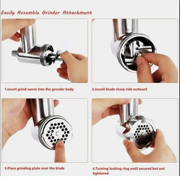 Stainless Steel Food Grinder Attachment for KitchenAid Stand MixerDurable Meat  Grinder, Including 3 Sausage Stuffer Dishwasher - AliExpress