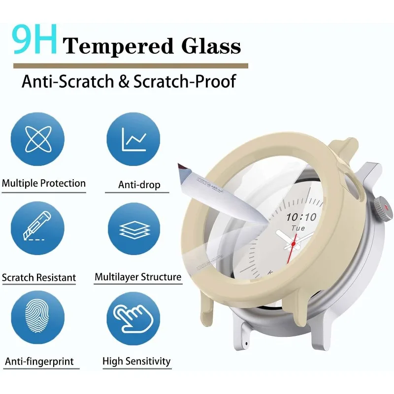 Premium Full Hard Protective Case with Tempered Glass Film for Smartwatch Screen Protection