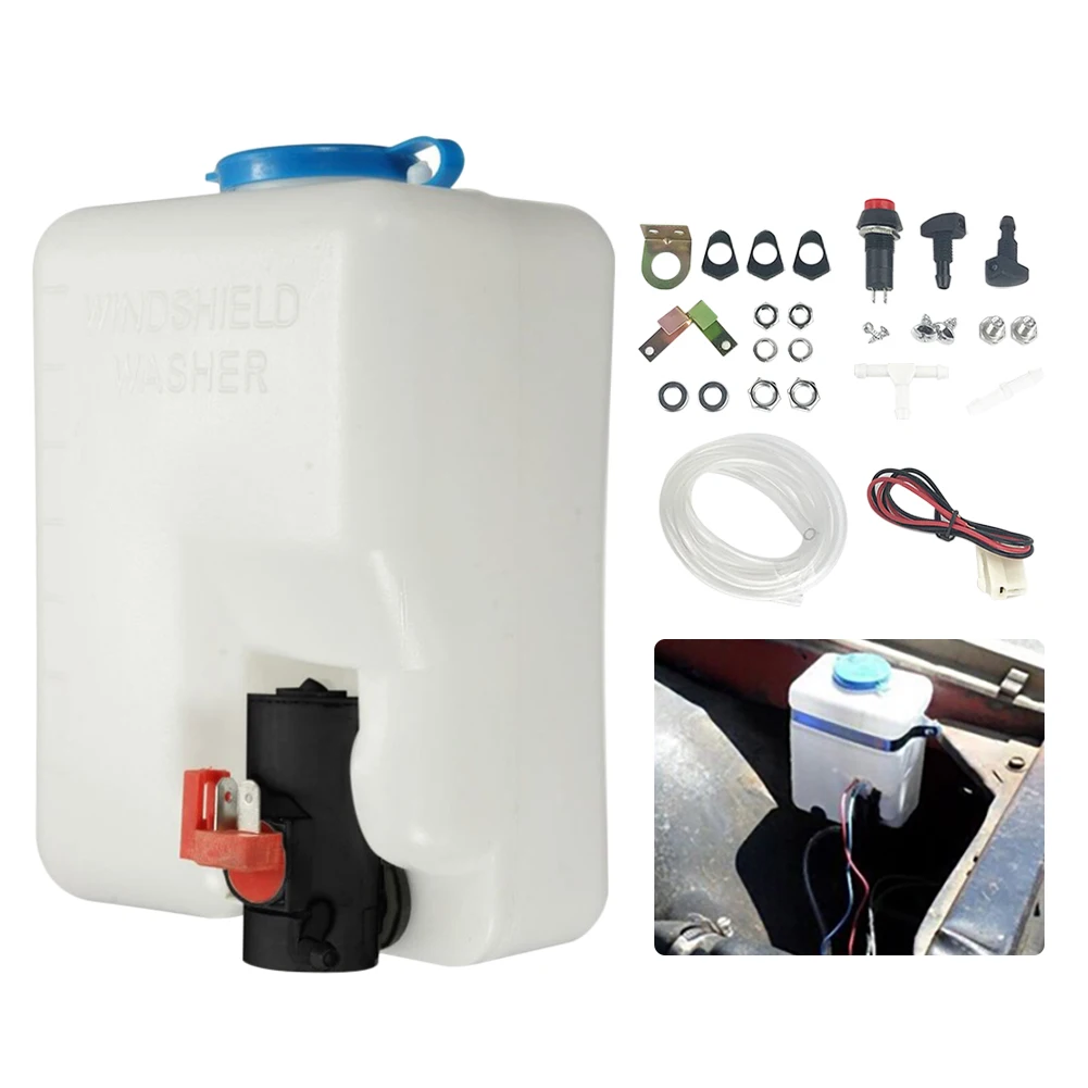 

1.5L Car Windshield Glass Wiper Systems Universal 12V Washer Tank Water Pump Bottle Reservoir Installation Kit