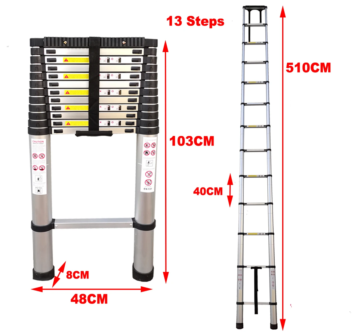 Teleskop leiter Aluminium Klapp leiter verlängerung tragbares Leicht gewicht mit en131 zertifizierter maximaler Belastung 150kg 3,9 m/5,1 m/6,3 m – Detail 12