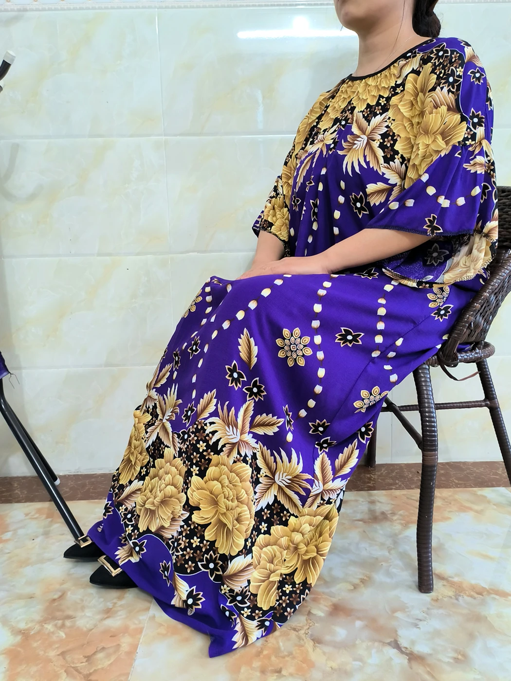 Muslim Abayas For Women Dubai Djellaba Printed Floral Femme Robe African Arabic O-neck Loose Dresses With Maxi Scarf Big Shawl