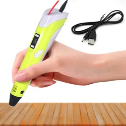 Children's 3D Drawing Printing Pen with LCD Screen - Creative Toy Gift (Yellow pen)