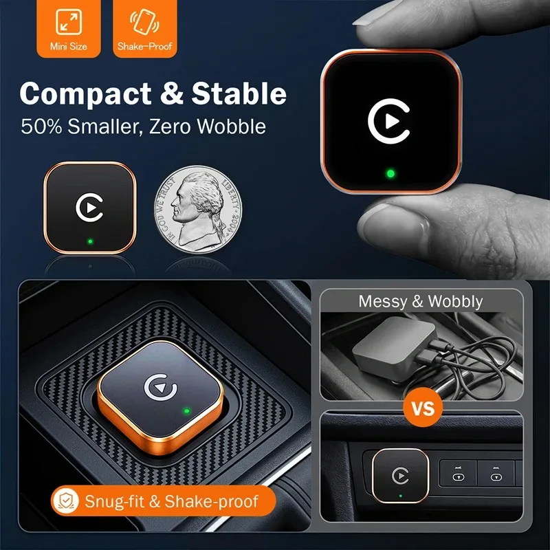 2026 신형 2in1 무선 CarPlay 어댑터&안드로이드 오토 무선 어댑터 5Ghz WiFi 타입-C/USB 플러그 앤 플레이 CarPlay 무선 카 AI 박스