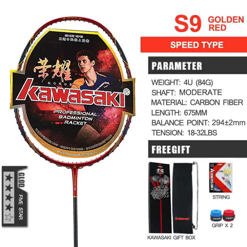 Kawasaki-King K9 4U Professional Badminton Raquete, T-Join Power, All-Around Speed Attack, Badminton Raquete