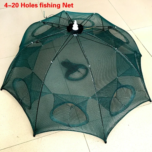 Strengthened 4-20 Holes Automatic Fishing Net Shrimp Cage Nylon