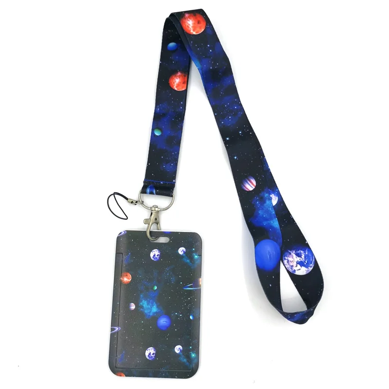 Universe Moon Space Art Cartoon Anime Fashion Lanyards Bus ID Name Work Card Holder Accessories Decorations Kids Gifts