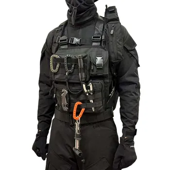 Outdoor Camping Hiking Fishing Tactical Vest Bag Multifunction Detachable Wearable Backpack Techwear Style Chest Hanging Bag 1