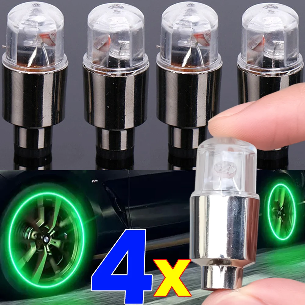 Car Hub Ambient Light Bicycle LED Tire Lights Universal Car Neon Lamp Valve Cover Lights Tire Colorful Flashing Bulb Decor