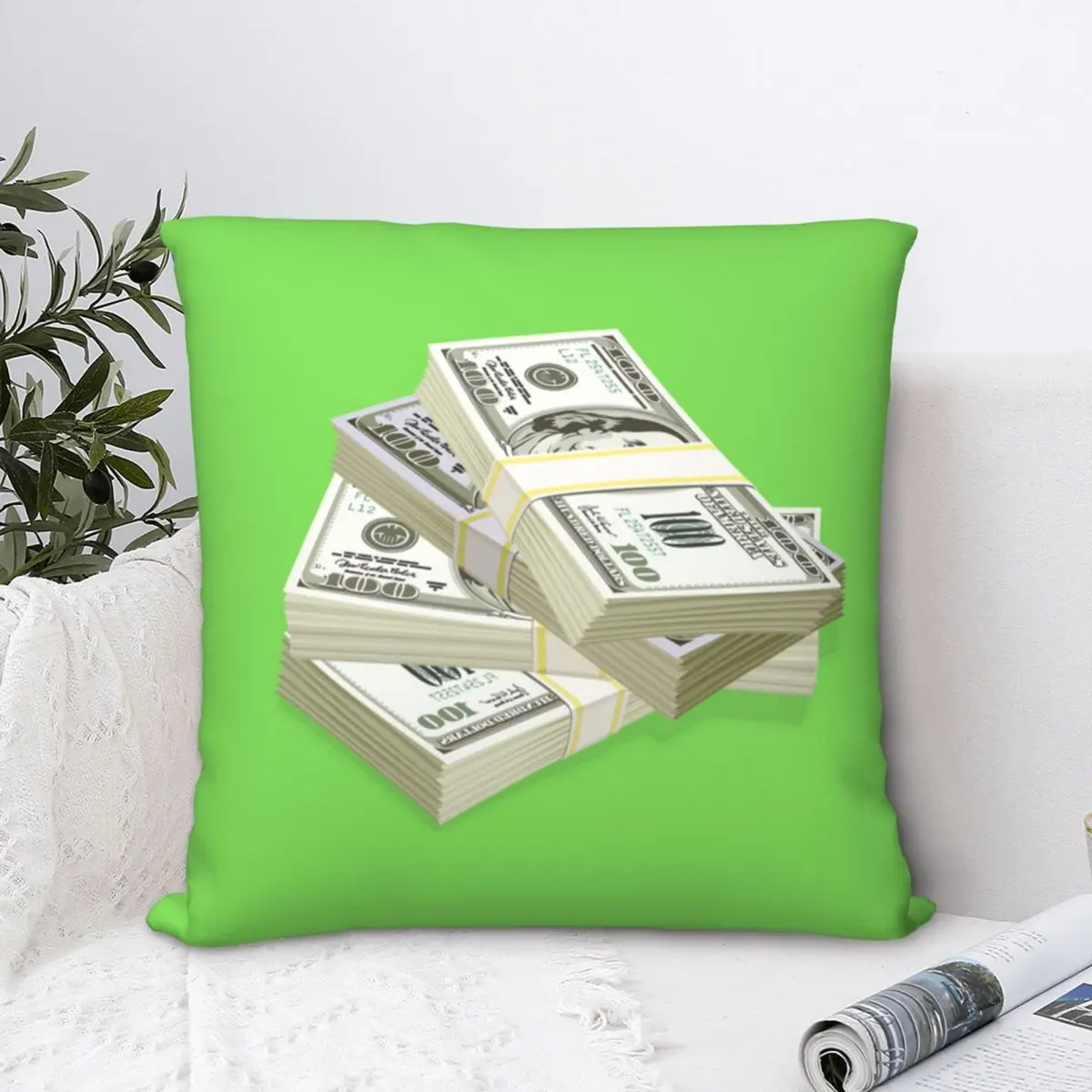 Money Square Pillowcase Polyester Pillow Cover Velvet Cushion Decor Comfort Throw Pillow for home Car 43x43cm geometric pillowcase polyester soft throw pillow case for car sofa chair seat cushion cover home decoration