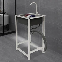 Stainless Steel Sink Free Standing Utility Sink Free Standing for Utility Room Garage Basement Outdoor and Indoor 2