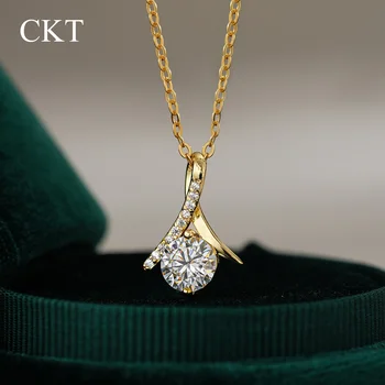 Irregular Geometric Pendant 1ct Diamond Moissanite Necklace for Women 14K Gold Premium Wedding Fine Jewelry Gift