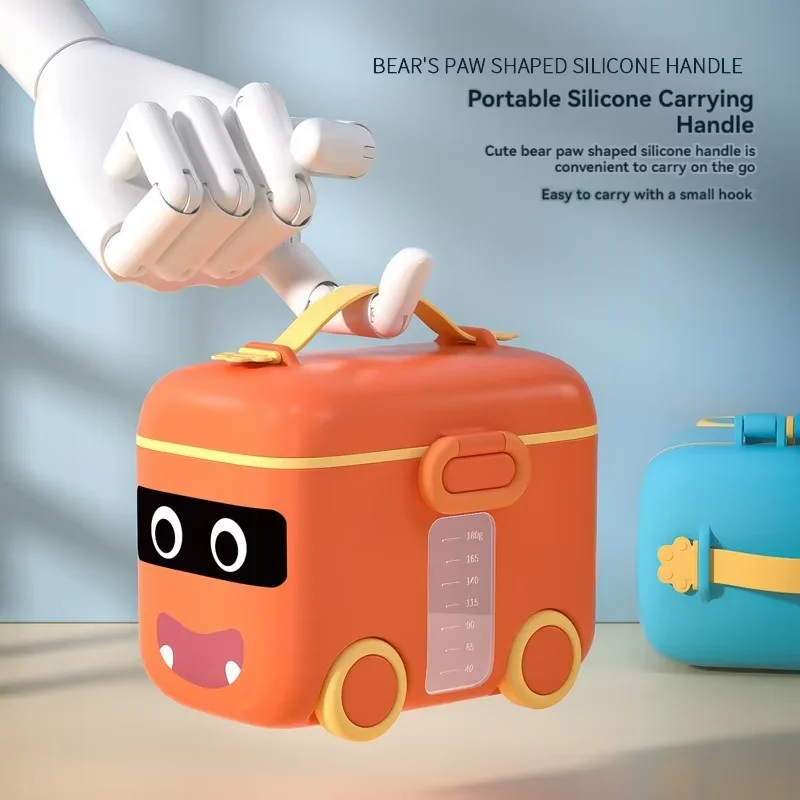 Baby Milk Powder Box with Four Compartments, Rotatable Formula Dispenser, Portable Milk Powder Container for Baby