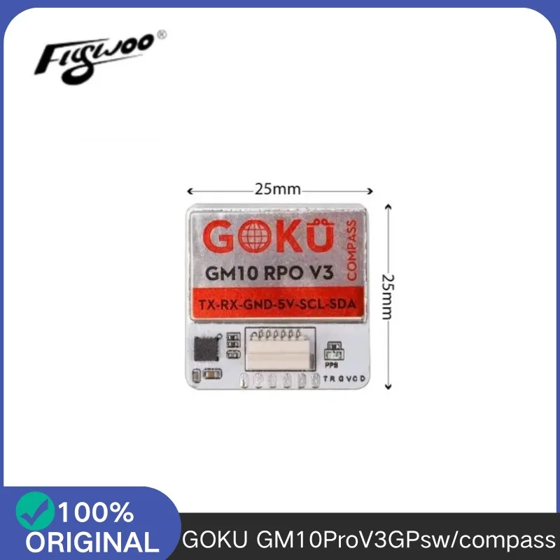 Module GPS boussole FLYWOO GM10 PRO V3 avec antenne GNSS M10050 pour drone FPV, monté sur un support