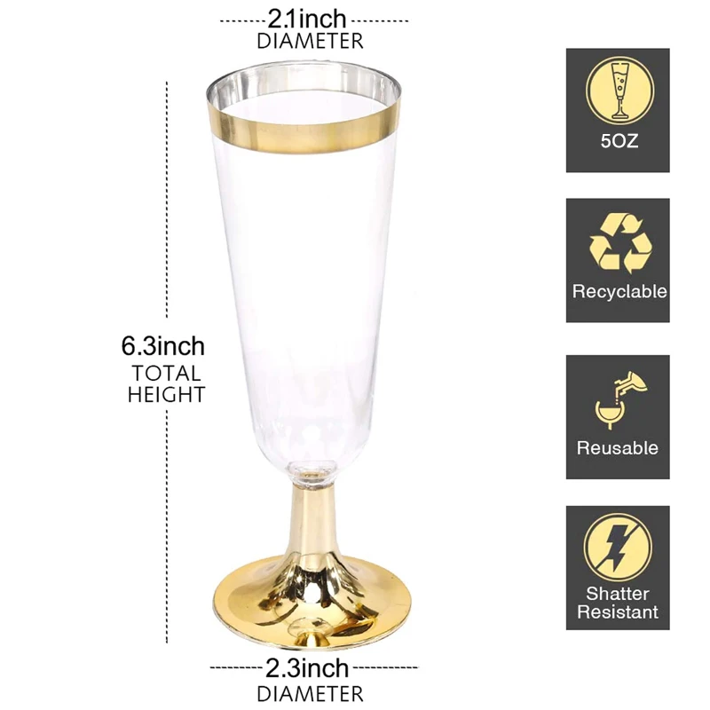24pcs Plastic Champagne Flutes, Color Series Disposable Unbreakable 9oz  Toasting Glasses, Fancy & Shatterproof Champagne Glasses, Ideal For  Wedding, B