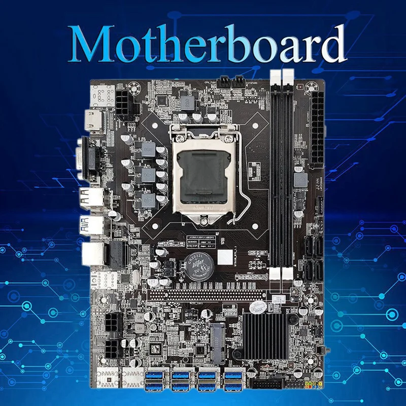 mother board of computer B75 BTC Mining Motherboard LGA1155 8GPU USB3.0 To PCIE+G1620 CPU+DDR3 8GB 1600Mhz RAM+MSATA SSD 128G +Cooling Fan Miner most powerful motherboard