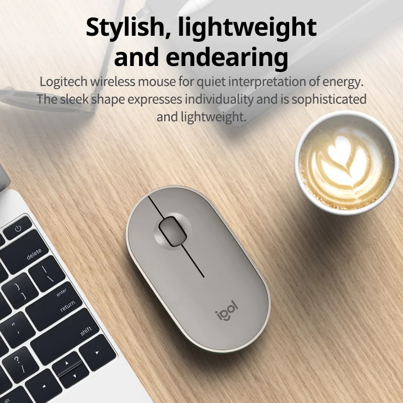 Logitech PEBBLE Wireless Bluetooth Mouse Dual Mode Mute Office Mouse Girls Compact Portable Laptop Ipad Tablet wireless mouse