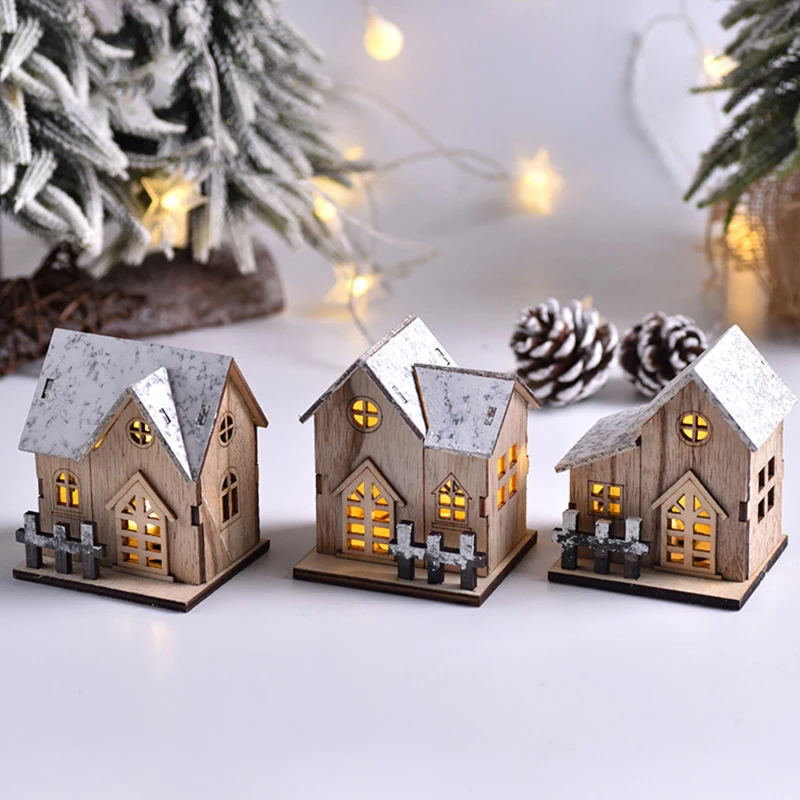 Description Picture 4 of itemChristmas House Cottages DIY Toys Ornament Landscape Decor Dollhouse LED Luminous Wooden Deskop Decoration Happy New Year Gifts