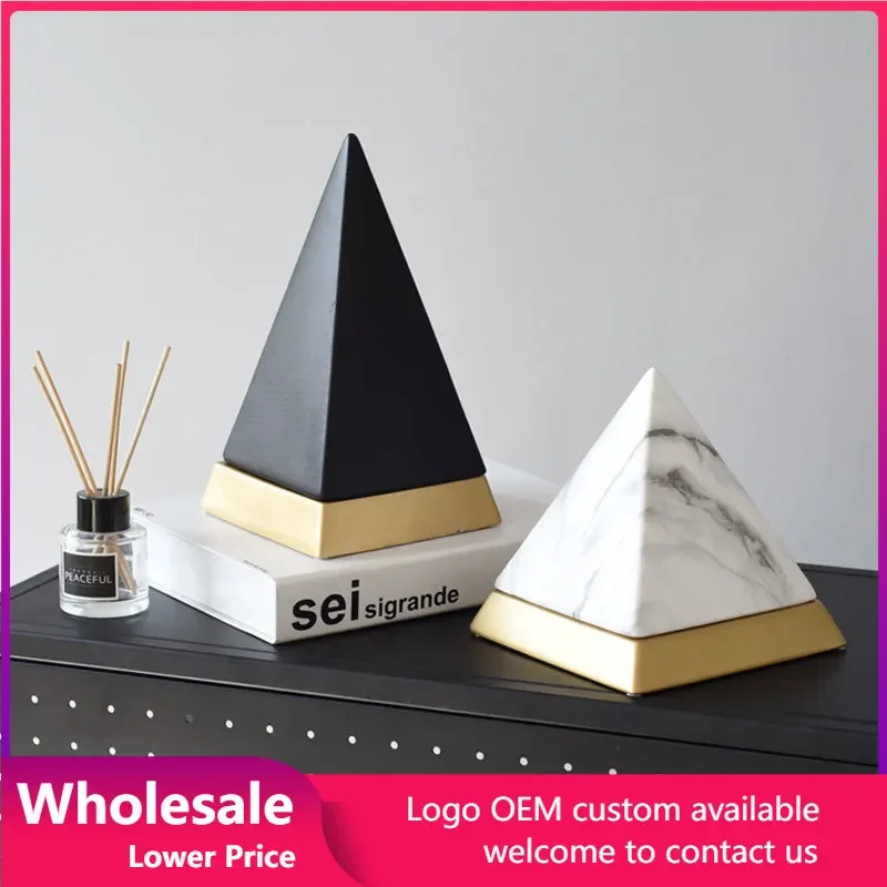Desk Ornaments Light Luxury Ceramic Pyramid Creative Figurine Nordic Style Bookcase Living Room Home Decoration Crafts