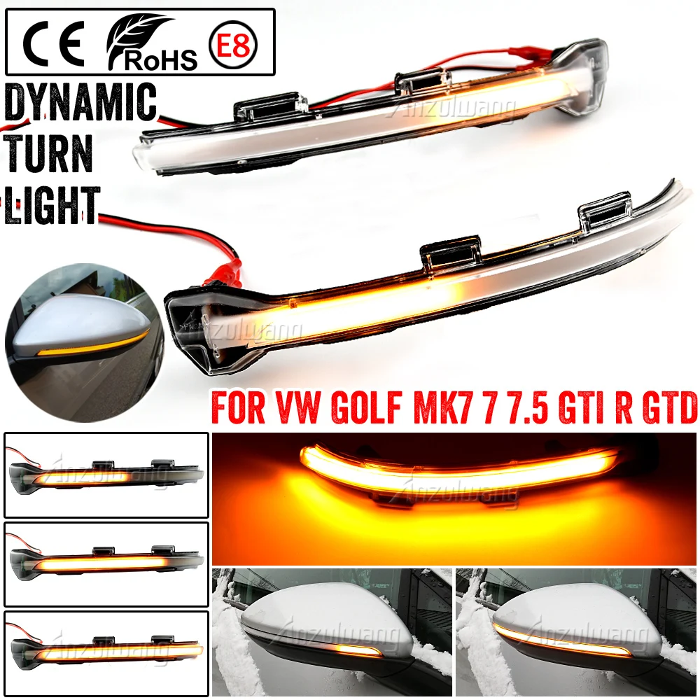 

2x LED Side Wing Rear View Mirror Indicator Blinker Repeater Dynamic Turn Signal Light For Volkswagen VW Touran 2016 2017-2020