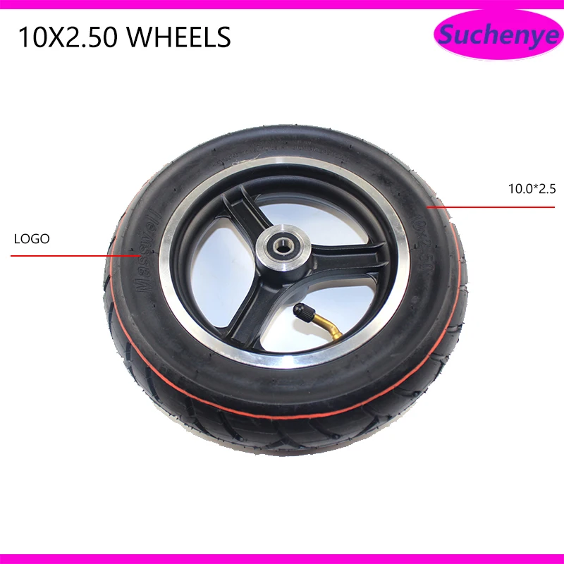 

10 inch Inflation Wheel 10x2.50 Inner and Outer Tire with Aluminum Alloy Disc Brake Hole Rim for 8/10 Electric Scooter