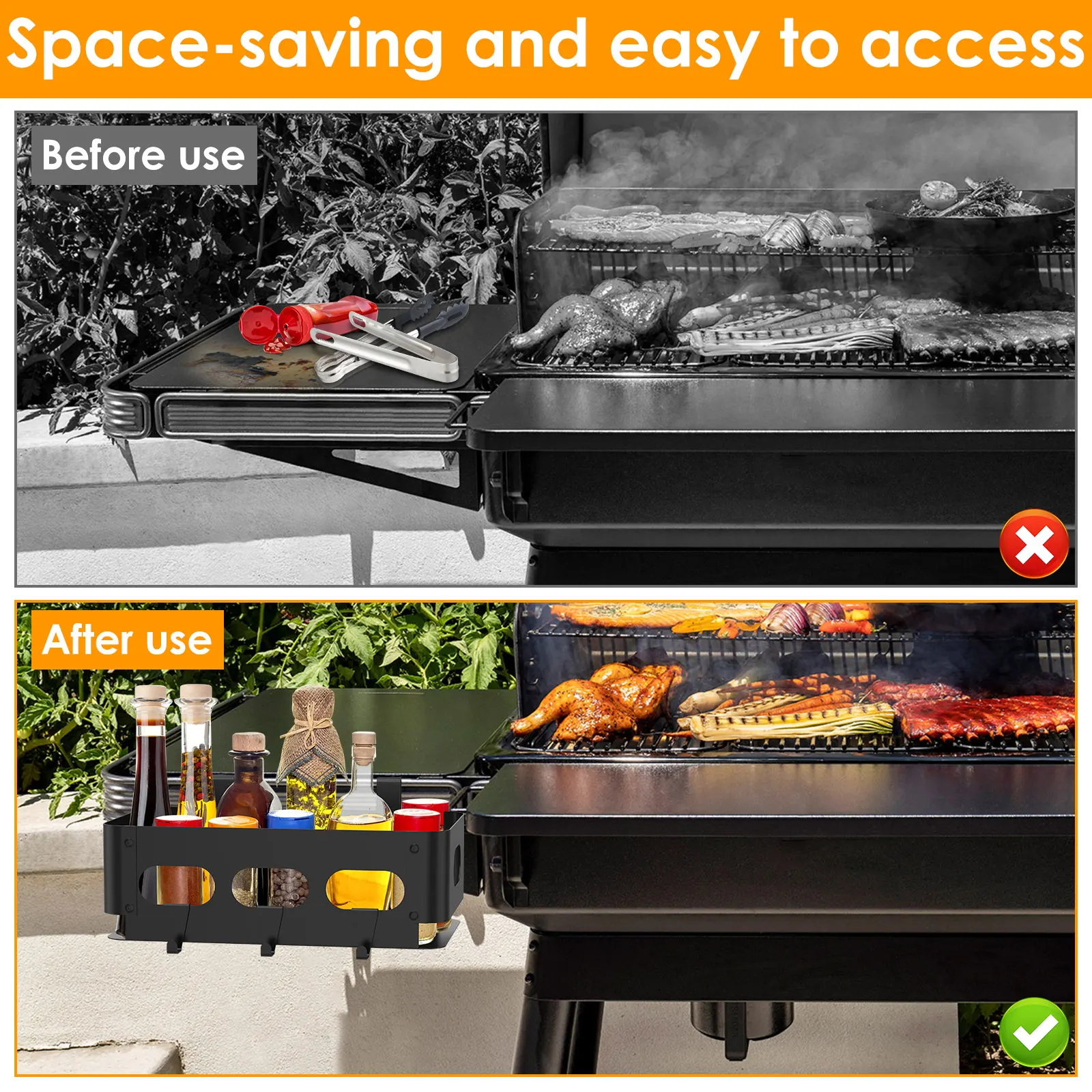 Hanging Spice Storage Rack Grill Storage Shelf Iron BBQ Seasoning Holder Grill Accessories for Oil Bottles Sauces Condiments New