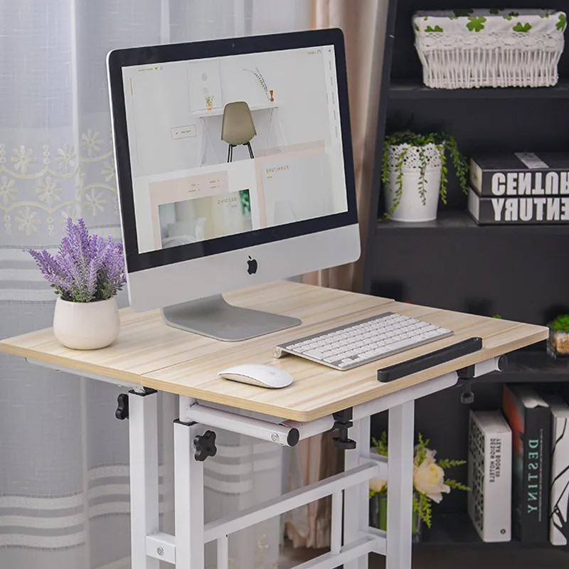 Mobile Standing Desk Portable Stand Up Desk Small Adjustable Standing Desk Converter with Wheels Home Office Workstation
