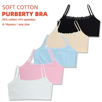 Children's Breast Care Girl Bra 8-14 Years Hipster Cotton Teens Teenage Underwear Summer Kids Lace Vest