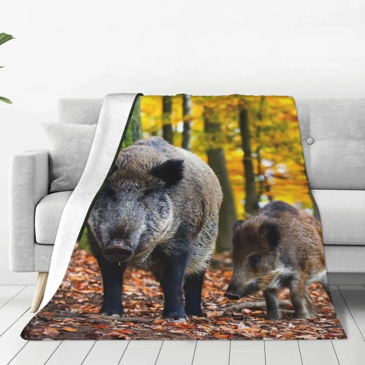 

Wild Boar Hunting Pig Blanket animal nature Plush Awesome Warm Throw Blankets for Home Restaurant All Season