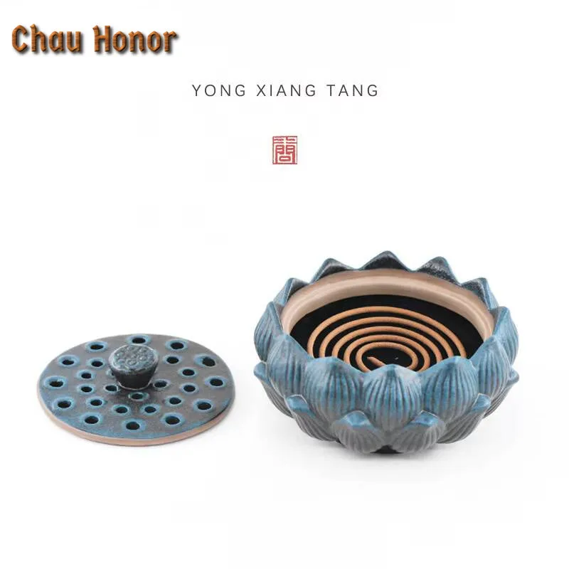 Lotus Plate Ceramic Scented Candles Stove Mosquito Repellent Incense Household Smell Distributor Tea Services Decoration Crafts