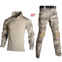 Trajes de uniforme táctico, camisas de caza de tiro de camuflaje, pantalones con coderas, rodilleras, CS, Airsoft, conjunto de ropa de Paintball