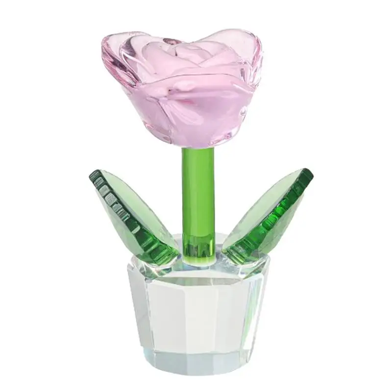

Rose Statue Decor Crystal Rose Tabletop Ornaments Crystal Flowers Table Centerpieces Desk Decor Collectible Figurines Home