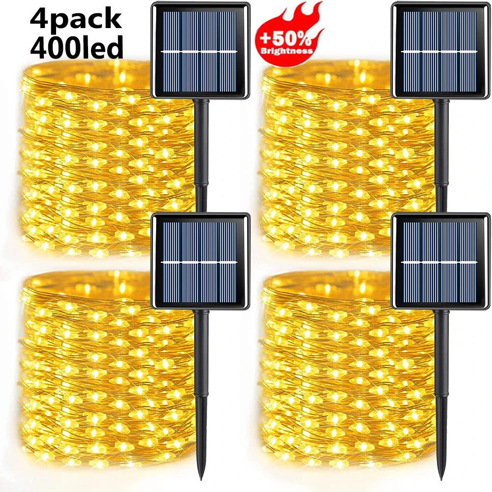 Solar String Lights Outdoor 30M 8 Modes Solar Fairy Lights Copper Wire for Wedding Party Christmas Tree Xmas Decorations led flame light bulbs christmas decorations 4 modes flickering light bulbs with upside down effect e27 base flame bulb for party