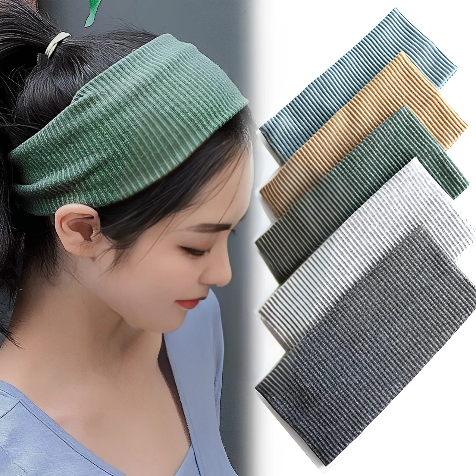 

Women Solid Color Elastic Hair Headband Yoga Knitted Headband Fashion Turban Makeup Hair Hoop Vintage Headwrap Hair Accessories