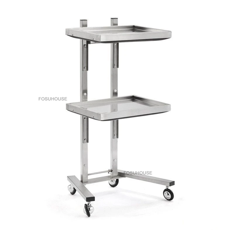 Carrello Mobile per Parrucchieri in Acciaio Inossidabile con Ruote, Organizzatore Porta Utensili per Barbiere, Scaffale per Permanente e Tintura - immagine 4