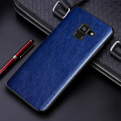 Luxury PU Leather Business Case - Solid Color Design for Samsung Galaxy A8 Plus (Blue)