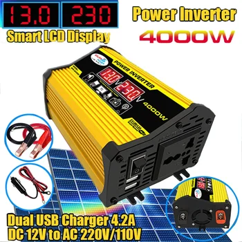 จอแสดงผลแรงดันไฟฟ้า 4000W Peak รถอินเวอร์เตอร์ DC 12V To AC 110/220V Dual USB Converter 1