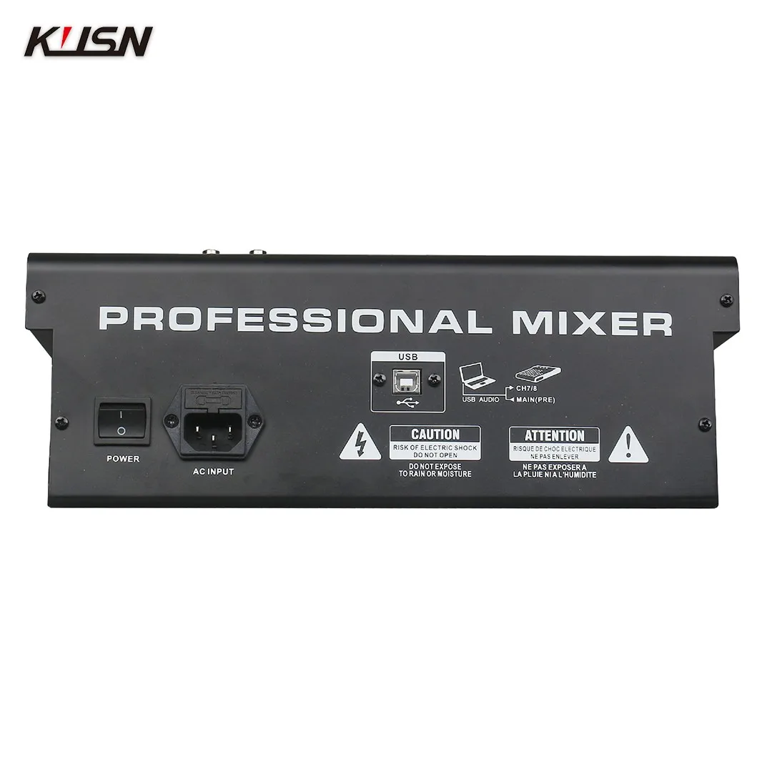 8채널 오디오 믹서 2*99 DSP 3그룹 Aux 송신 디지털 전문 콘솔 사운드 믹서 콘솔 블루투스 MP3 USB 지원